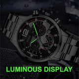 2Pcs Luxury Mens Silver Quartz Watch with Stainless Steel Bracelet Men Fashion Business Casual Watch Luminous Clock