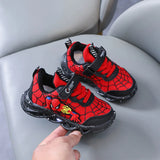 Disney LED Casual Sneakers Red Black for Spring Boys Spiderman Mesh Outdoor Shoes Children Lighted Non-Slip Shoes Size 21-30