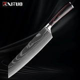 Kitchen Knife Set 1-9Pcs,7Cr17Mov Stainless Steel Sharp Chef Knife Santoku Knife Fruit Knife Ergonomic Pakkawood Handle