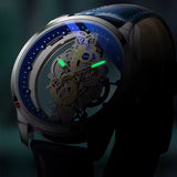 Gold Skeleton Waterproof Leather Custom Watch Men Luxury Orologio Uomo Relojes De Cuarzo Para Hombre