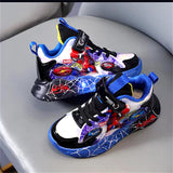 Disney LED Casual Cartoon Sneakers for Boys Spiderman Leather Outdoor Blue Red Shoes Children Lighted Non-Slip Shoes Size 21-30