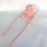 Newborn Baby Hat for Boys Girls with Letter Princess Prince Ear Warmmer Earflap Rope Winter Cotton Beanie Pom Pom Bobble Hat