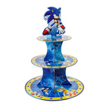 Anime Sonic Birthday Party Cake Rack 3-Layer Dessert Table Paper Cake Tower Children'S Birthday Party Decorative Supplies