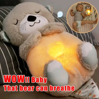 Baby Pacify Breathing Rabbit Doll Soothes Otter Plush Toy Children Soothing Music Sleep Companion Toy Bear Stuffed Gift for Kids