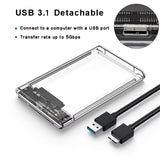 Transparent External Hard Drive 2.5 Inch HDD SSD Case Micro-B to USB3.1 4TB Drive Housing Compatible UASP SATA III Laptop
