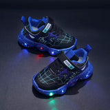 Disney LED Casual Sneakers Red Black for Spring Boys Spiderman Mesh Outdoor Shoes Children Lighted Non-Slip Shoes Size 21-30