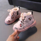 Disney Children Princess Casual Shoes Mickey Mouse Minnie Girl Fashion Boots Autumn Winter Girls Shoes Kids Shoes Toddler Boots