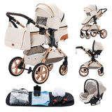 3 in 1 Baby Stroller Easy Folding Multifunctional Stroller Travel Portable Baby Carriage Safety Seat EU Standard Free Shipping