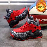 Winter Children'S Plush Basketball Shoes Outdoor Warm Casual Sneaker Boys Fashion Trendy Shoes Youth anti Slip Running Shoes