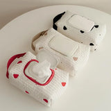 Ins Car Tissue Box Hanging Cartoon Embroidery Bear Car Seat Back Tissue Hanging Bags Baby Stroller Wet Tissue Diaper Storage