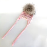 Newborn Baby Hat for Boys Girls with Letter Princess Prince Ear Warmmer Earflap Rope Winter Cotton Beanie Pom Pom Bobble Hat