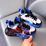 Disney LED Casual Cartoon Sneakers for Boys Spiderman Leather Outdoor Blue Red Shoes Children Lighted Non-Slip Shoes Size 21-30