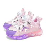 Children Winter Sneakers Warm Fur Shoes 5-9Y Girls Boys Toddlers PU Shoes Kids Colorful Sports Flats Shoes Waterproof 2023