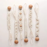 Vintage Simple Crochet Pacifier Clip Baby Cotton Tassel Pacifier Chain for Newborn Teething Soother Chew Dummy Clips Hand Made