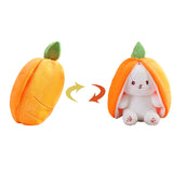 18Cm Cosplay Strawberry Carrot Rabbit Plush Toy Stuffed Creative Bag into Fruit Transform Baby Cuddly Bunny Plushie Doll for Kid