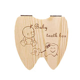 Baby Tooth Box Wooden Kids Tooth Storage Tooth Fairy Box Organizer Milk Teeth Wood Keepsake Collecting Teeth Umbilical Cord Box